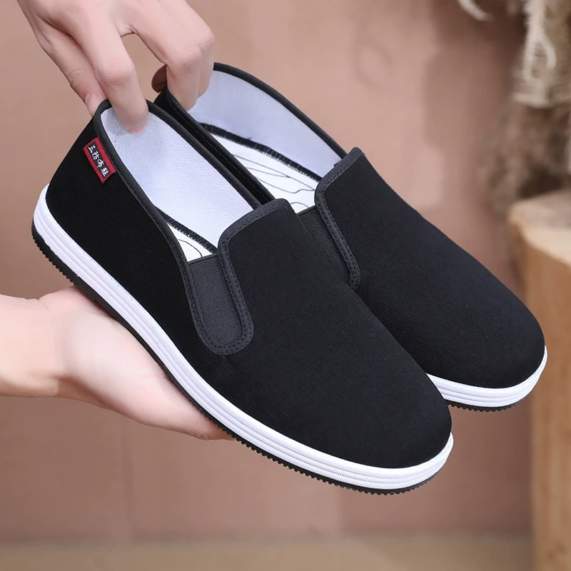 2025新款老北京布鞋男鞋防臭一脚蹬休闲鞋艾草三防布鞋工作鞋软底