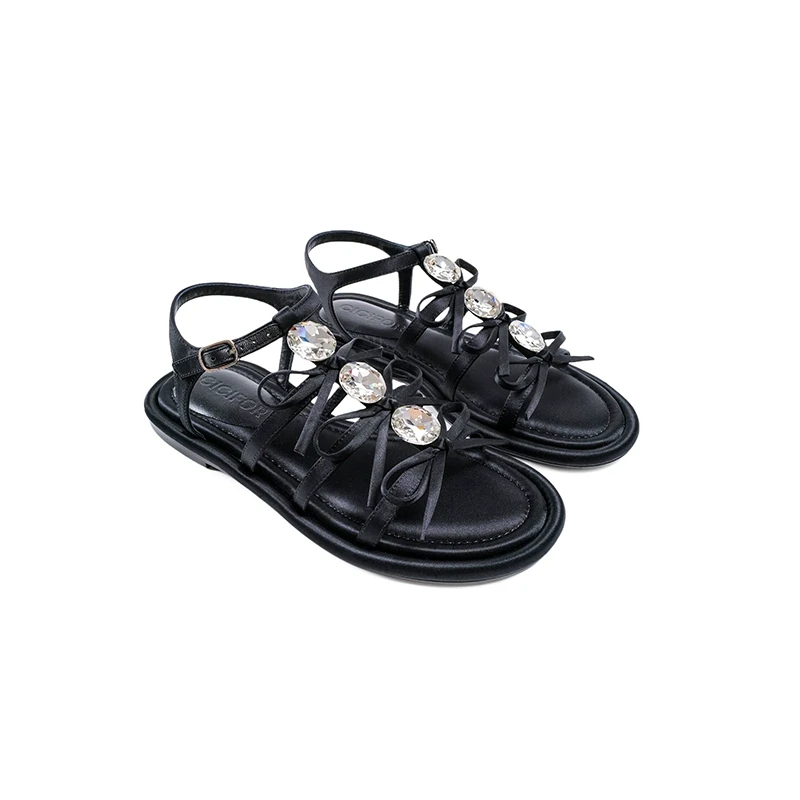 【CICIFOR】新品25春夏璀罗海岸钻饰系带平底凉鞋女