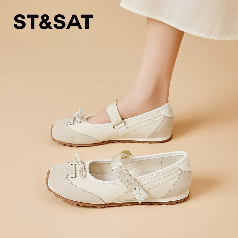 星期六魔术贴德训鞋女2025新款夏季平底玛丽珍鞋休闲单鞋浅口女鞋