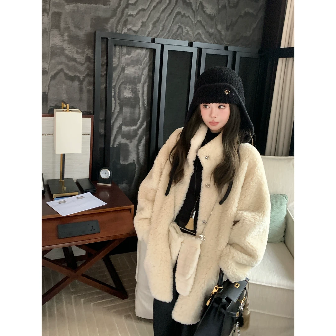 DEEMO中古Vtg本期挚爱慵懒中长款环保毛皮外套 WZ2975