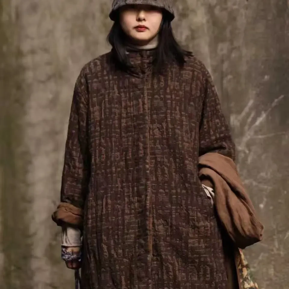 衣路走来原创设计棉复古提花宽松中长款棉衣39250长度97