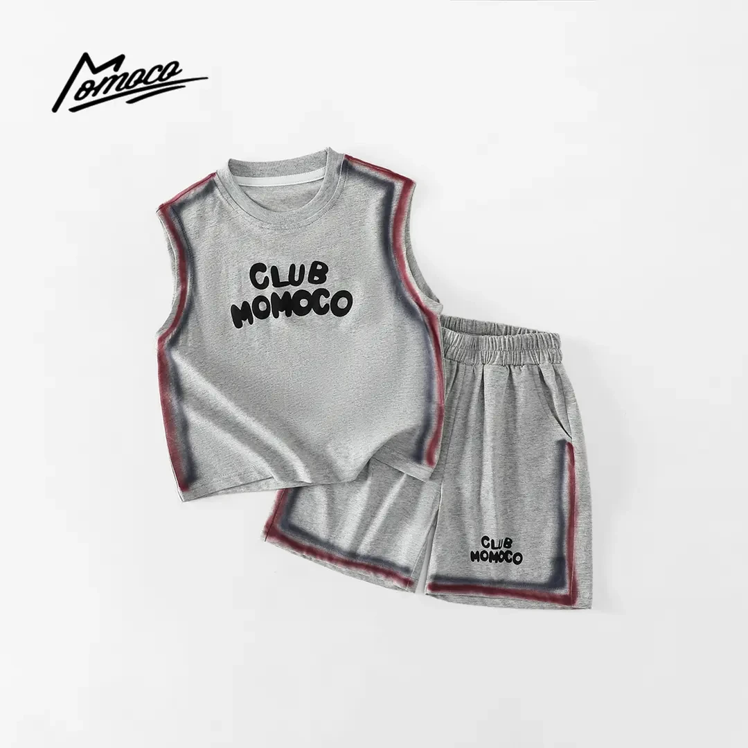 MOMOCO夏季男童时尚运动百搭潮酷字母印花套装两件套77230578486