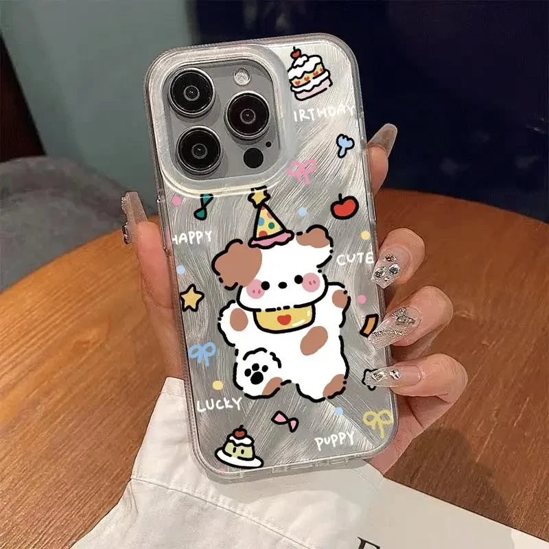 文艺小熊适用苹果15pro手机壳iPhone14plus卡通13/12/11防摔女16