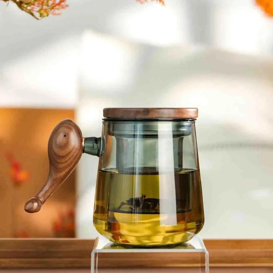 禾器正品办公杯悦鲲杯绿茶杯带内胆大容量茶水分离杯茶具侘寂风