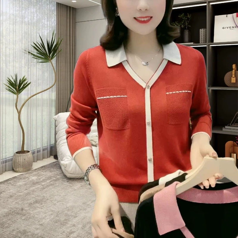 莱赛尔天丝针织衫女中年妈妈装2024年秋冬高端遮肉显瘦打底上衣