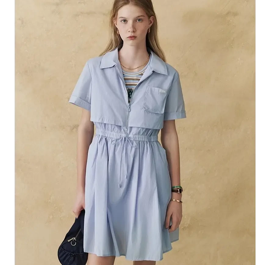 TeenieWeenie连衣裙2025夏季时尚翻领气质合身连衣裙TTOW252602T