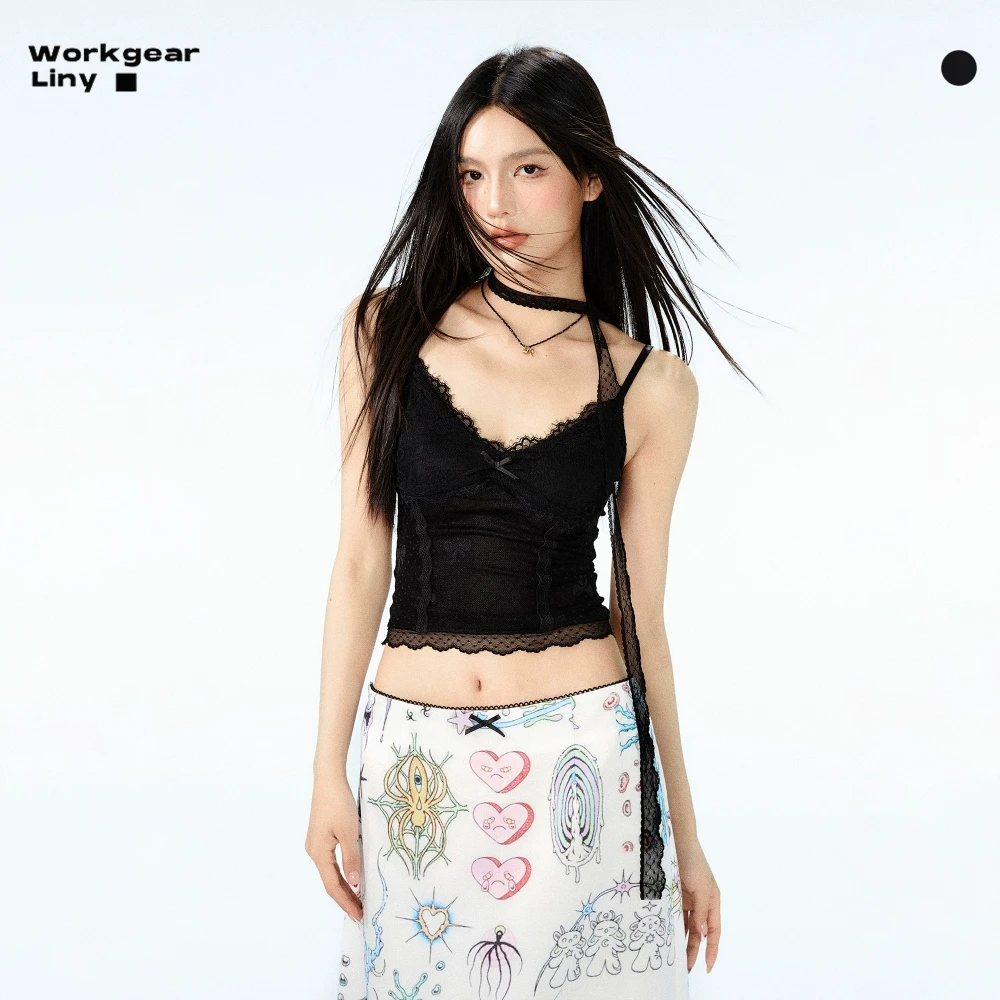 LINY LIBERTY 24SS 辣妹蕾丝花边女纯欲风内搭吊带背心上衣女外穿