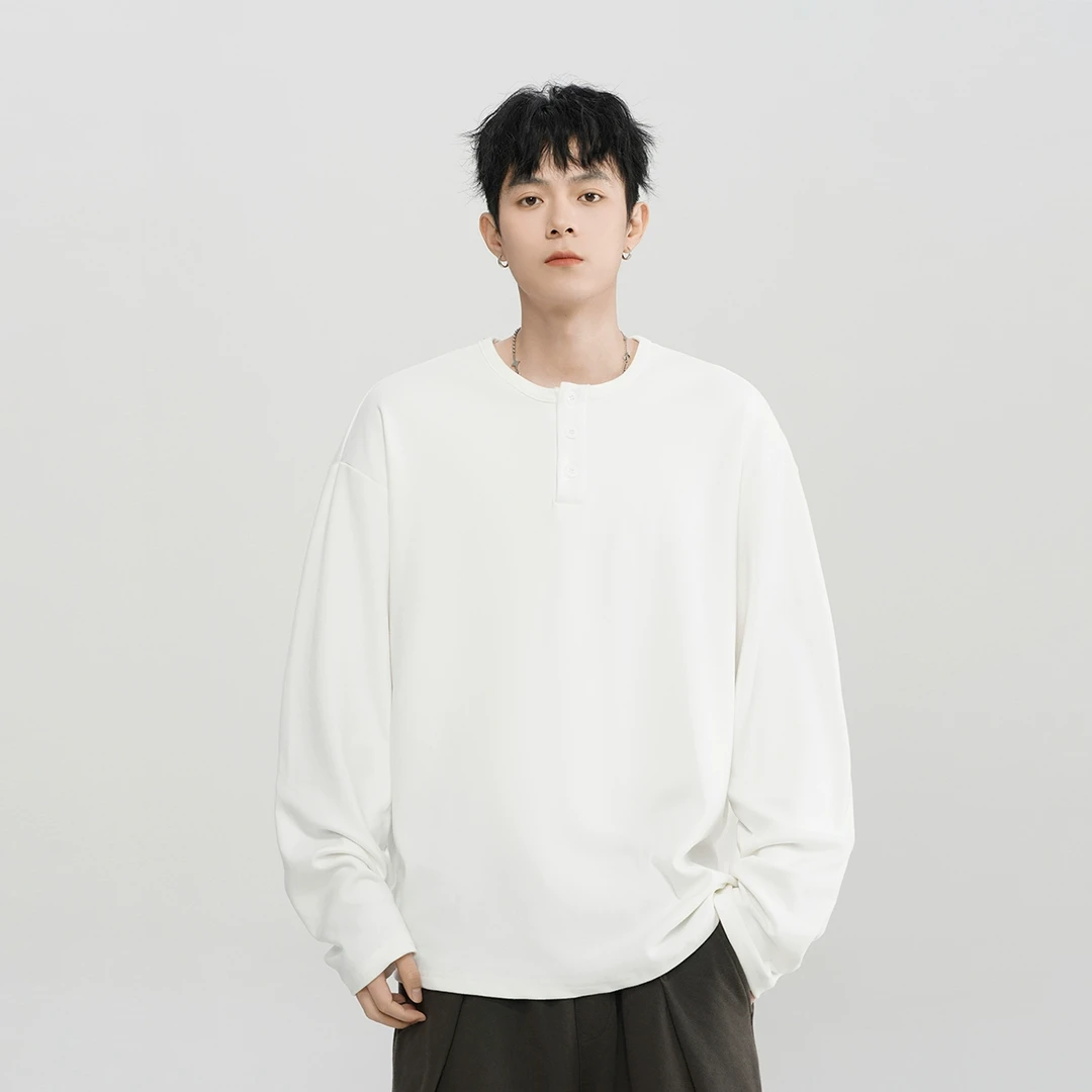 亨利领德绒打底衫男女宽松休闲加厚纯色上衣保暖圆领内搭长袖T恤