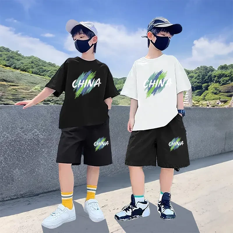 儿童男童夏装套装洋气新款夏款宝宝运动男孩夏季薄款酷帅气短袖