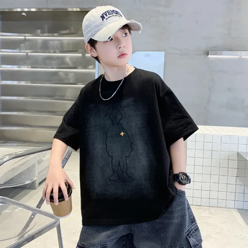 男童夏季短袖T恤中大童男孩2025新款儿童薄款夏装炸街儿童短裤