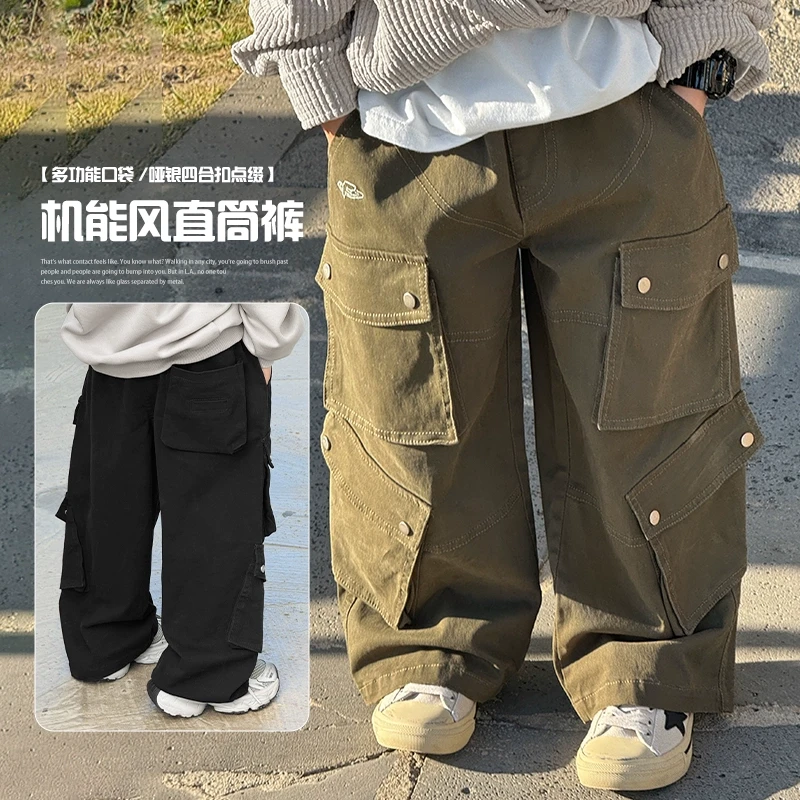 【宝妈必看】春秋款儿童美式休闲裤童装男童裤子直筒工装裤潮 8001