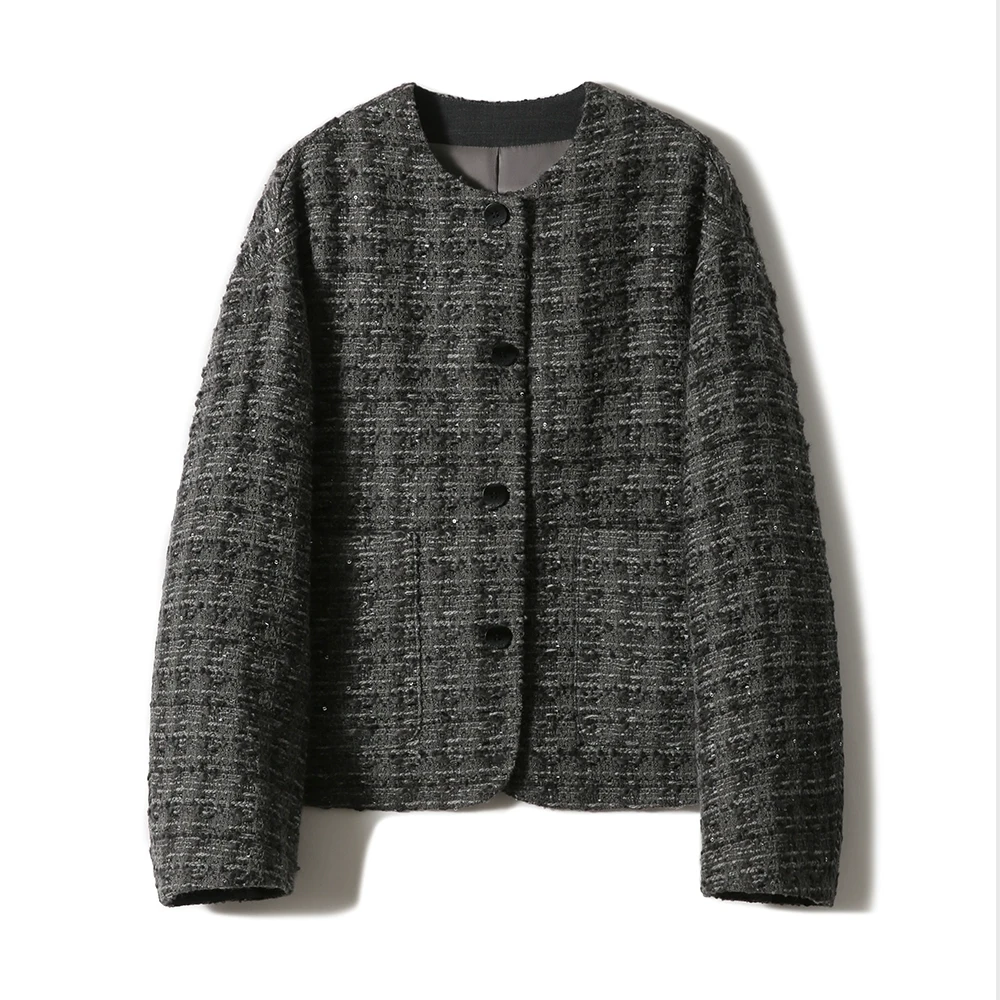 【fangfang专属】巴洛克银灰 羊毛马海毛优雅香风花呢S81113WTFAG