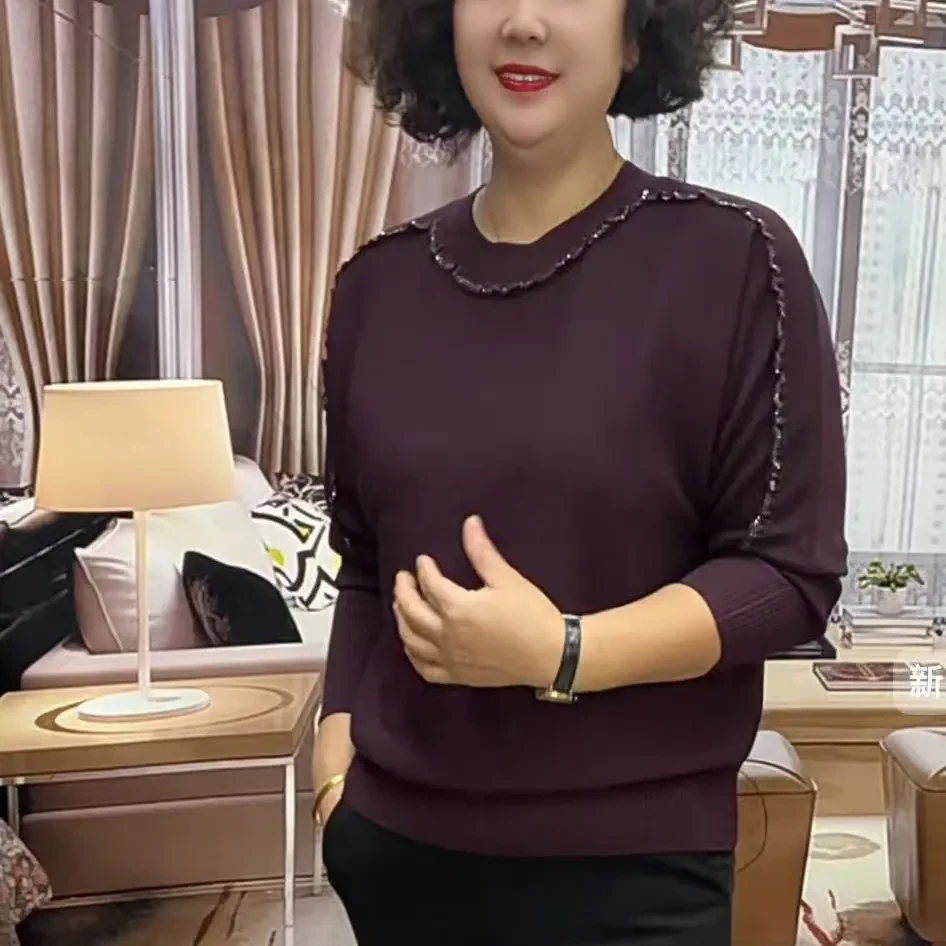 3966圆领长袖显瘦百搭简约气质打底