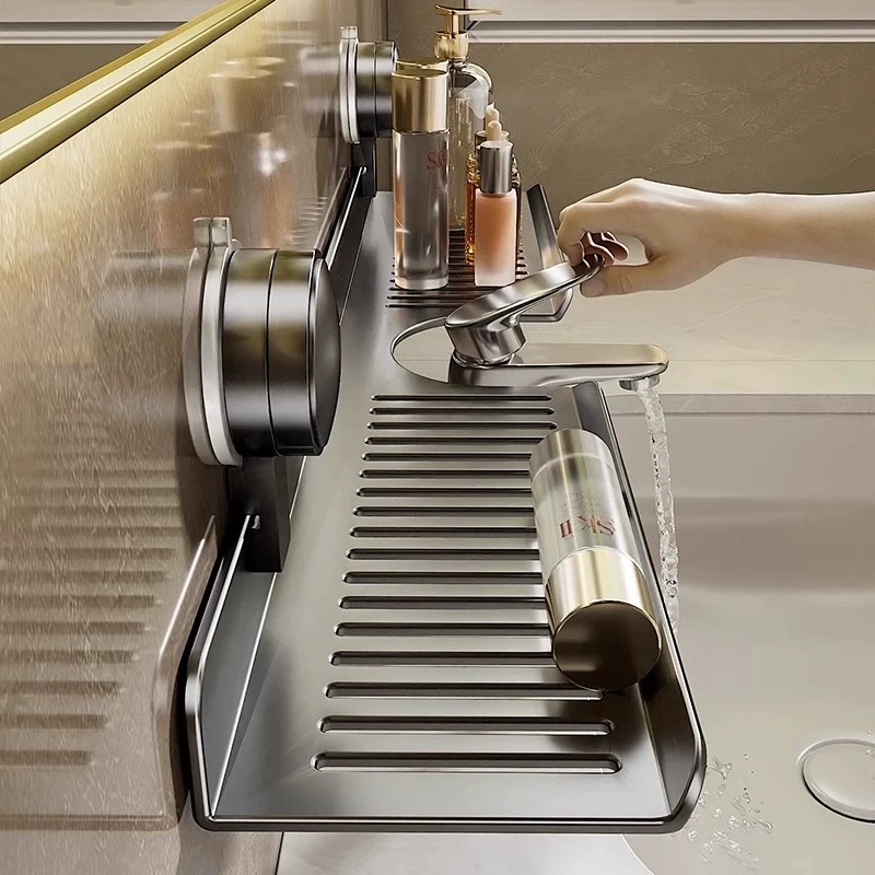 吉百居卫生间置物架吸盘浴室镜前壁挂免打孔洗漱台化妆品置物架