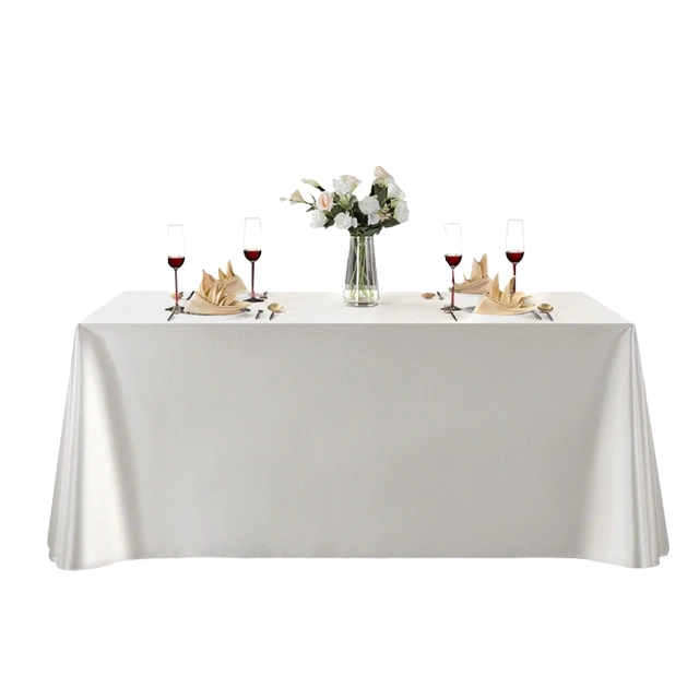 定制加厚酒店商务会议桌布长条轻奢桌套罩贡缎白色甜品台展会展布