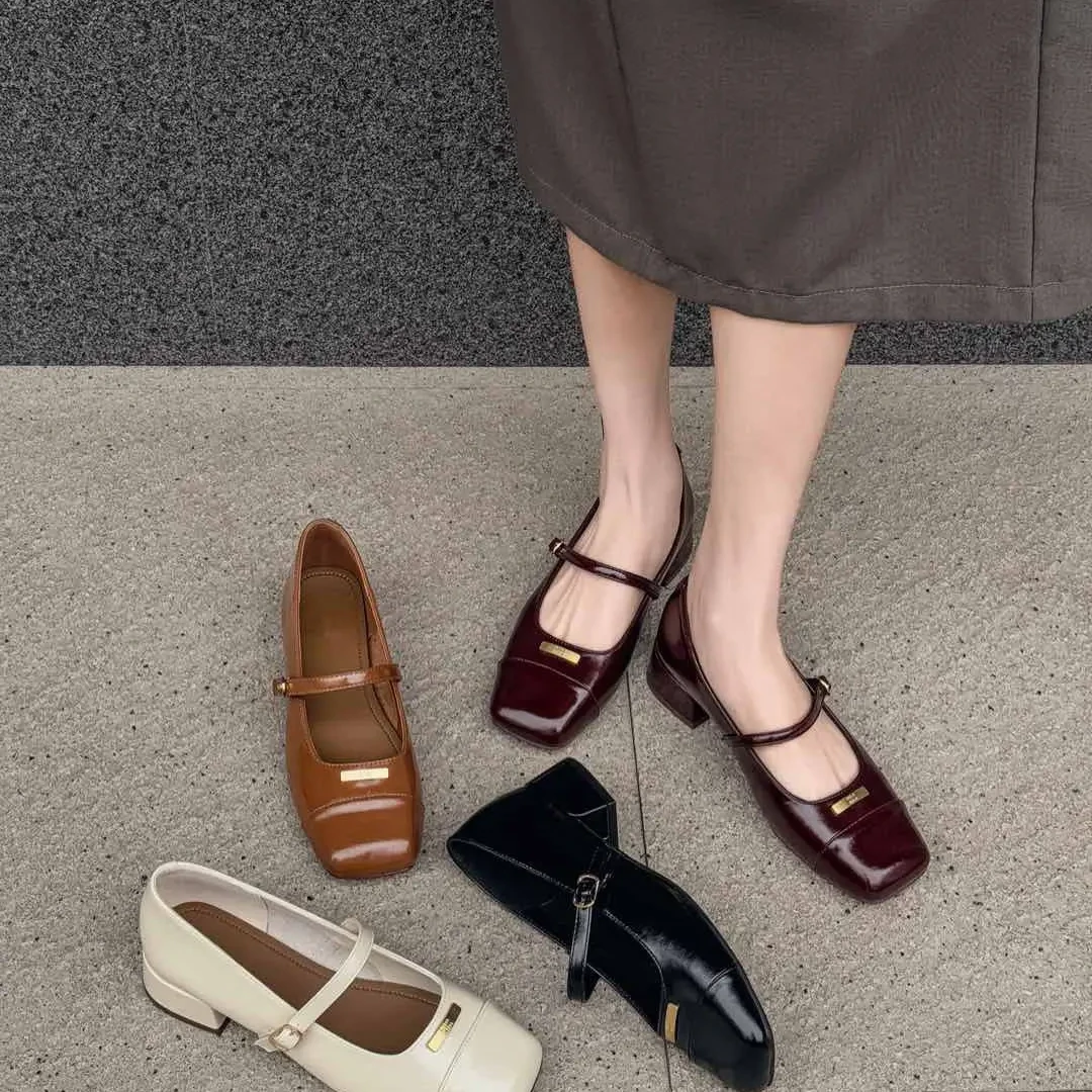 春夏高跟乐福鞋春季女鞋子百搭复古隐形增高鞋单鞋浅口平底单鞋