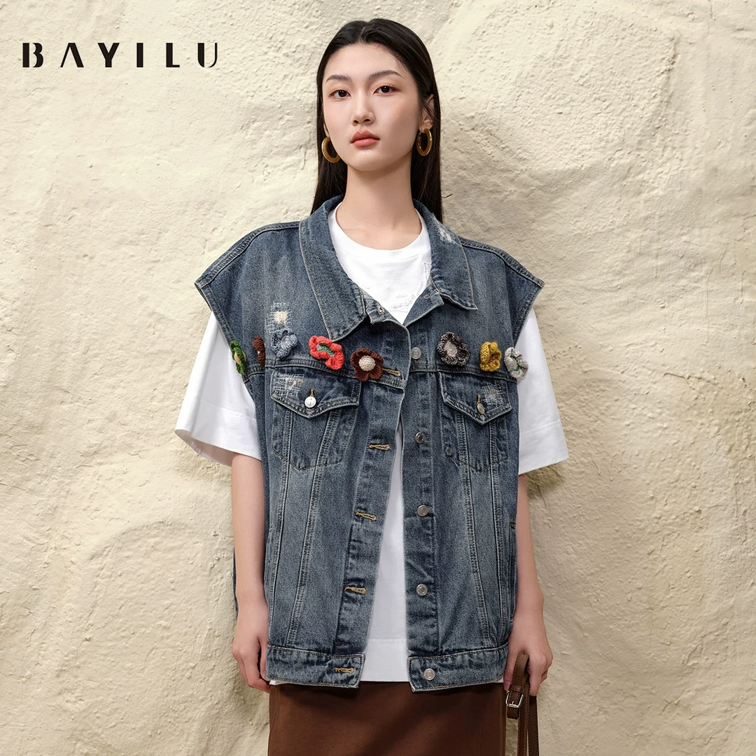 【女乔】芭依璐2025春季T恤女套头绣花镂空短袖上衣91T1102