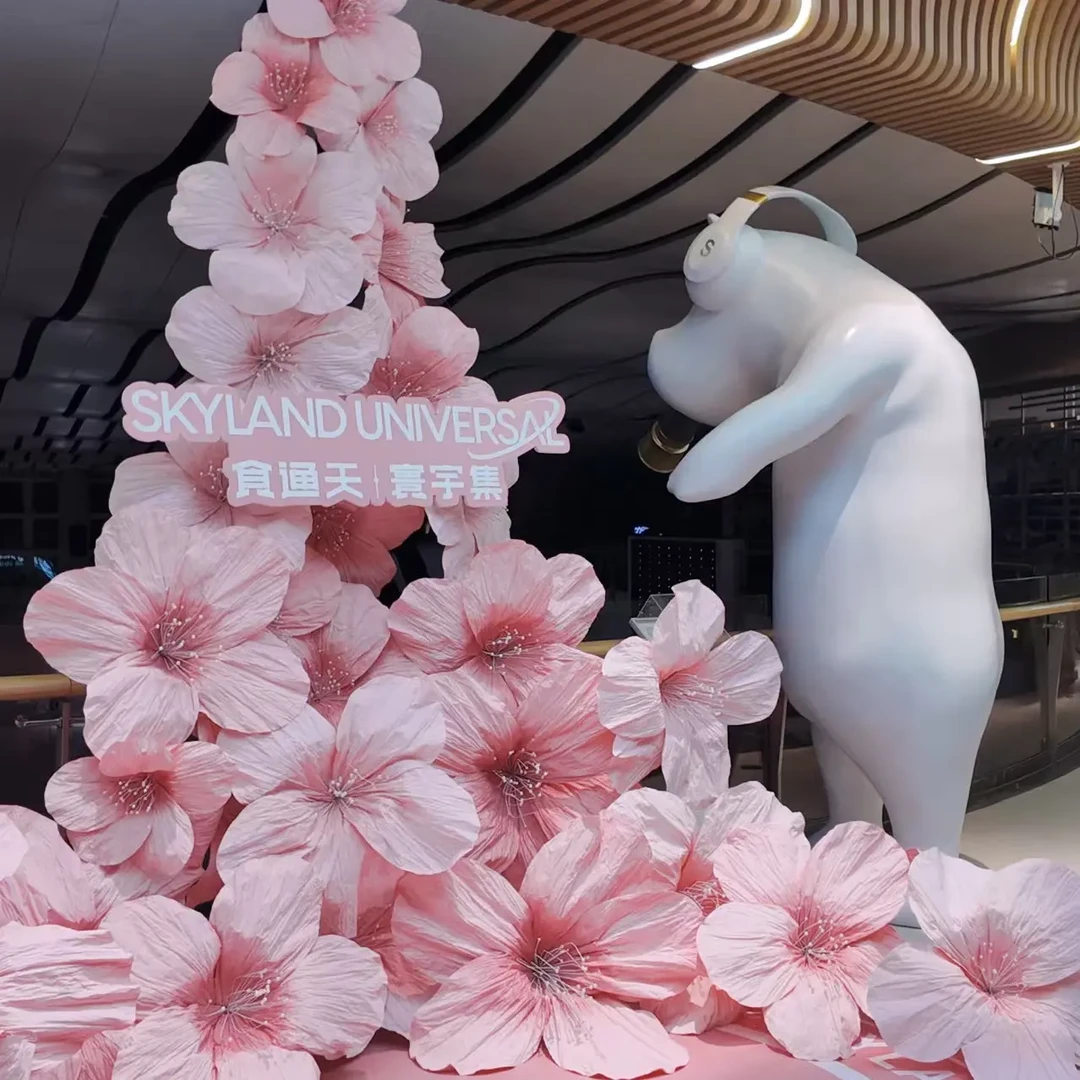 大型纸艺樱花适用于商场街道景区装饰