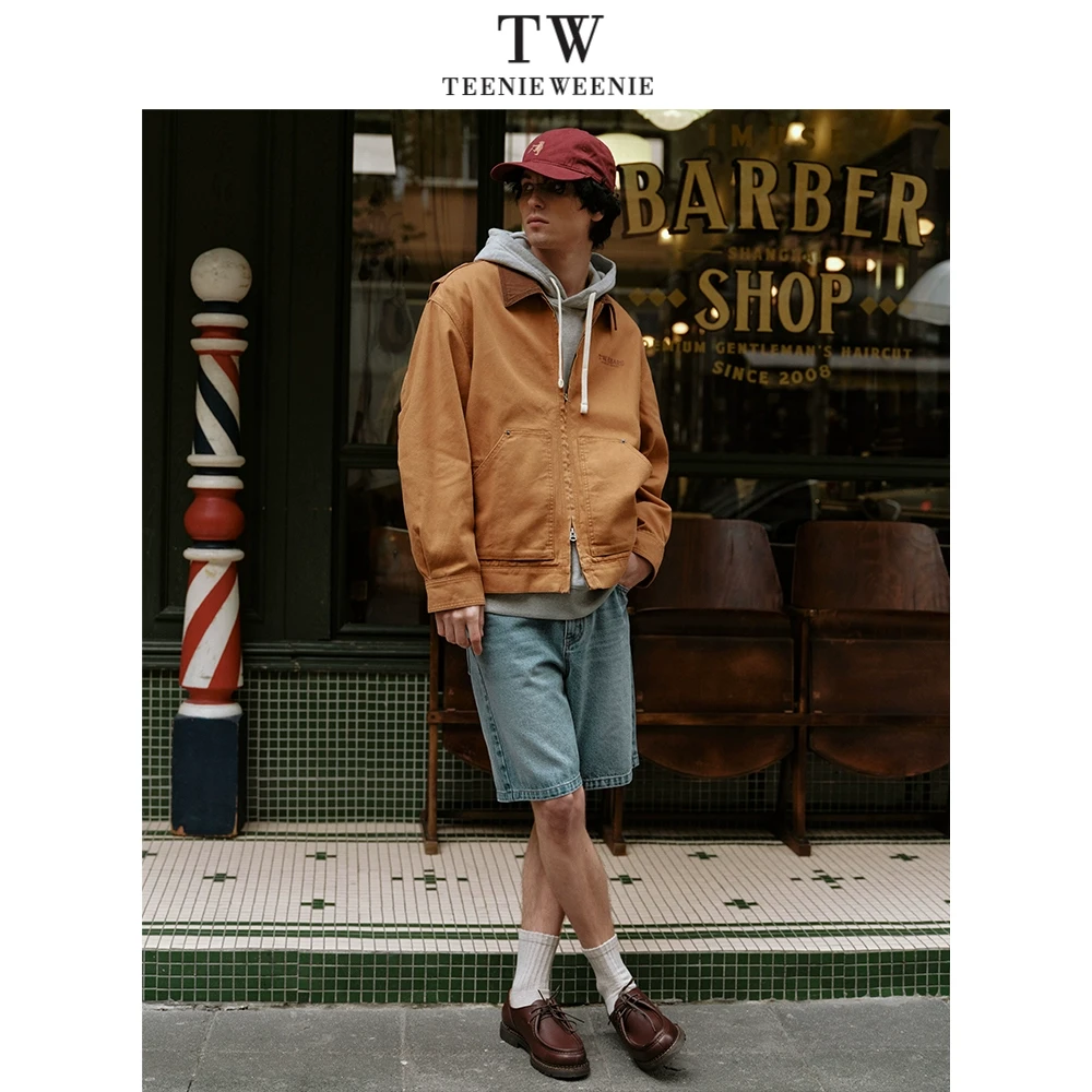 TeenieWeenie小熊男装2025春季新款撞色美式复古夹克TNJE255205I