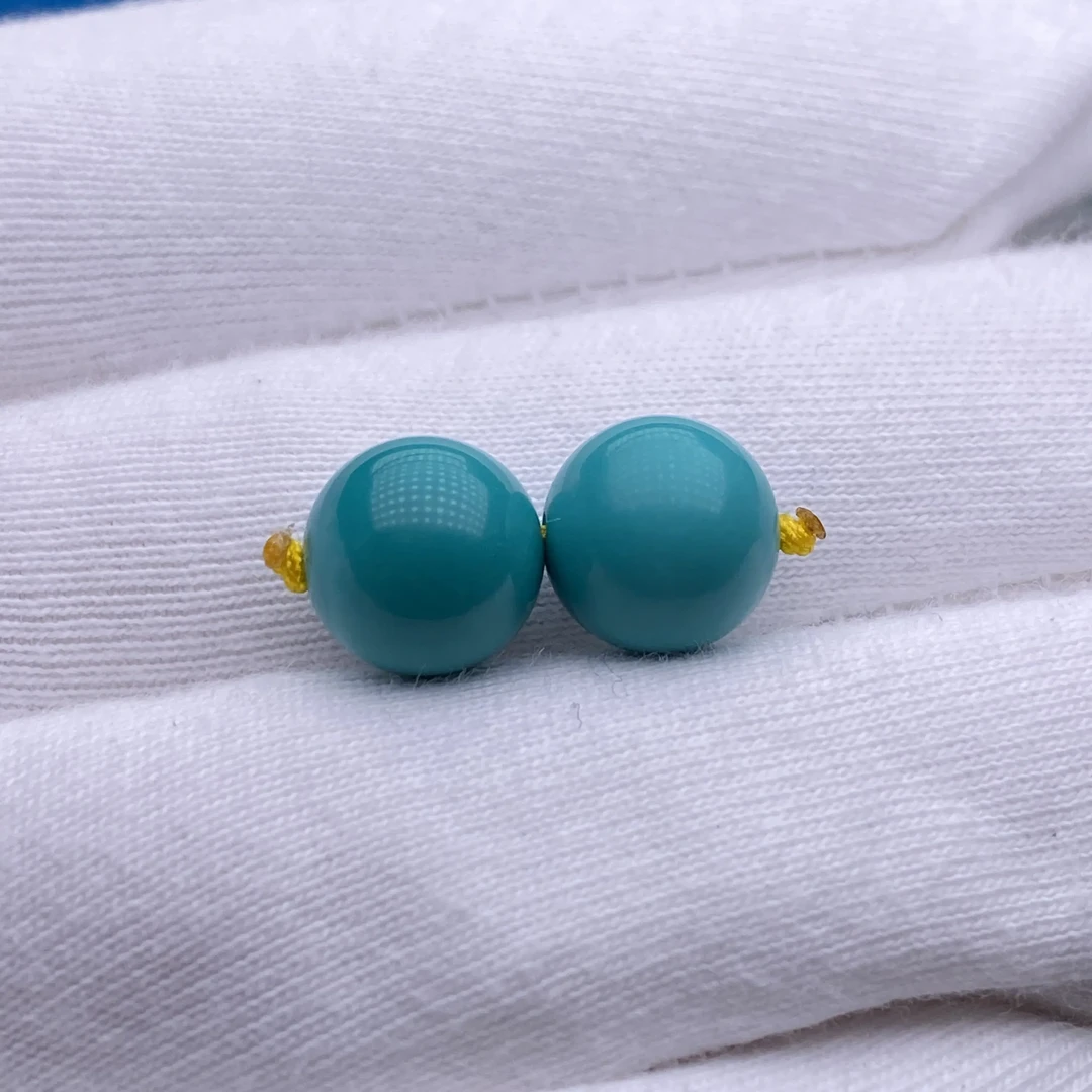 天然原矿绿松石高瓷高绿玉化料圆珠腰珠10.3