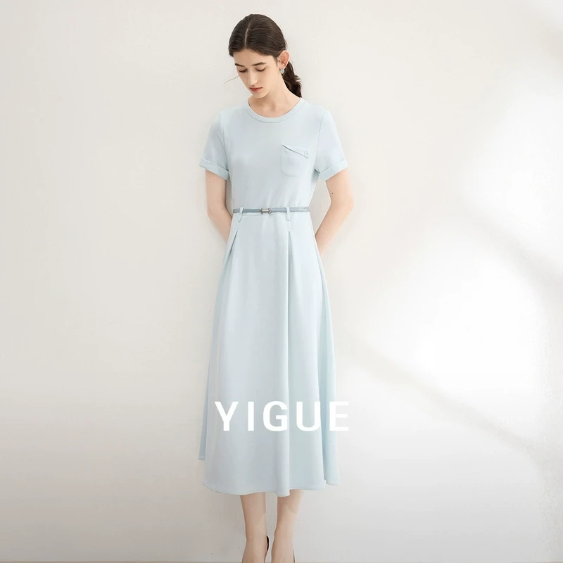 【银泰李姐】亦谷短袖夏季新款流行爆款腰带穿搭裙子G5SAL095