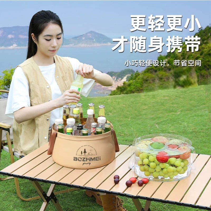 升级款可折叠水盆便携式旅行水桶旅游洗衣袋泡脚桶户外外出洗菜盆