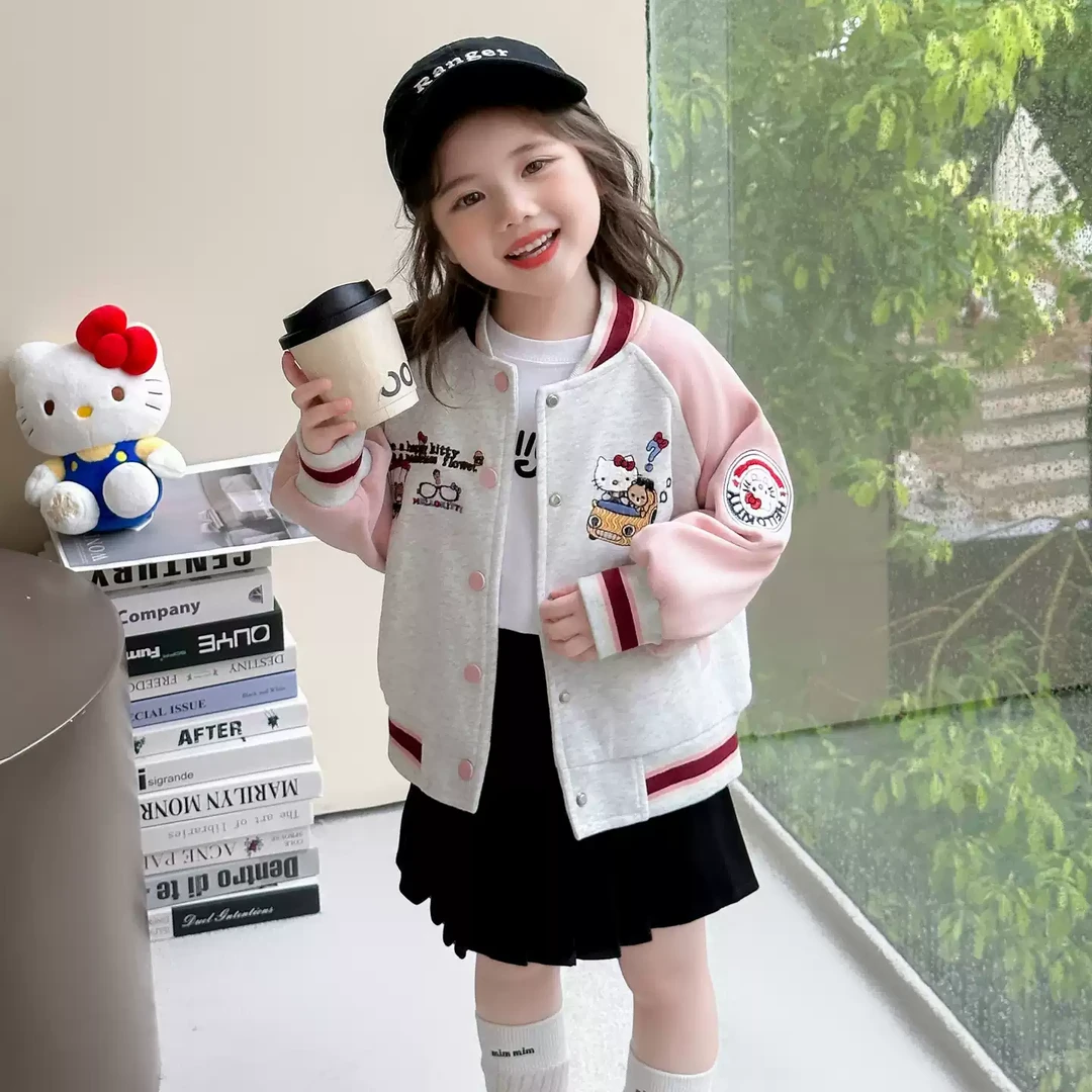 女童外套春秋款2025新款儿童秋季洋气时髦女宝宝秋季棒球服上衣