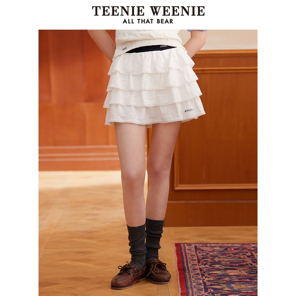 *TeenieWeenie小熊半身裙25法式气质时尚拼接蛋糕裙女TTWH251203P
