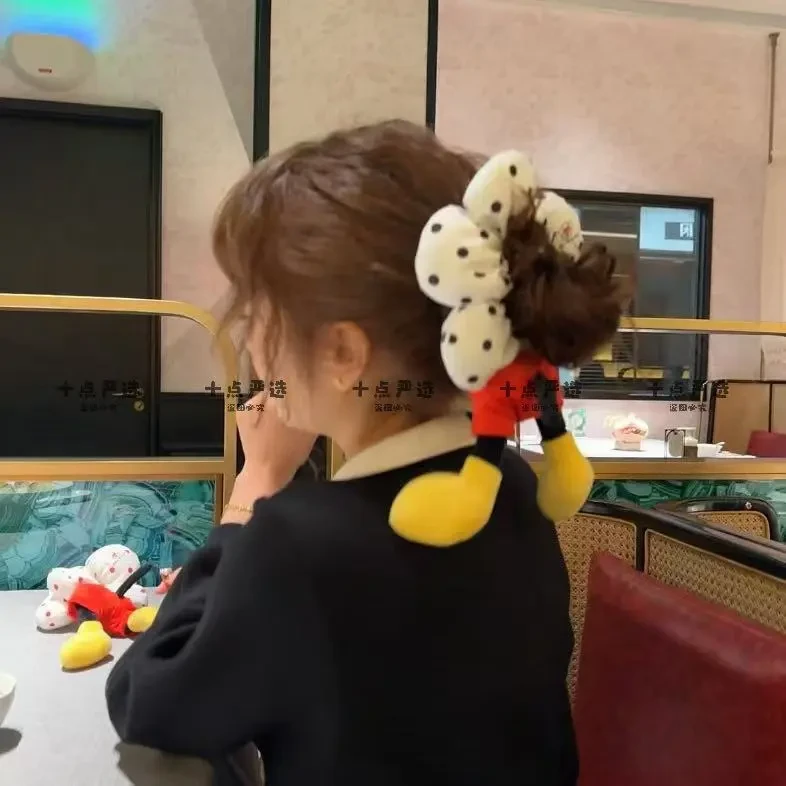 创意米奇屁股红色波点发圈女生拍照米老鼠腿发饰毛绒大肠圈头绳