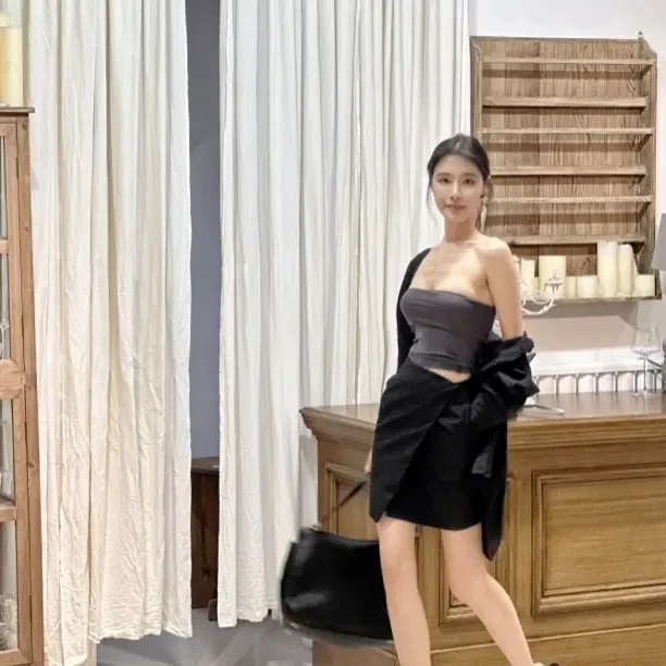 muli沐里气质显瘦百搭一片式半身裙