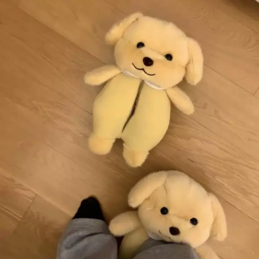 可爱小鼻嘎玩偶拖鞋森贝儿贵宾犬狗狗毛绒公仔包跟居家情侣棉拖鞋
