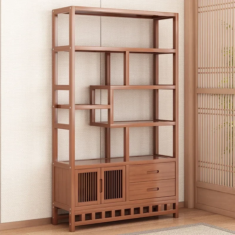 新中式博古架多层置物架办公室茶具茶叶展示架多宝阁茶柜摆件架子