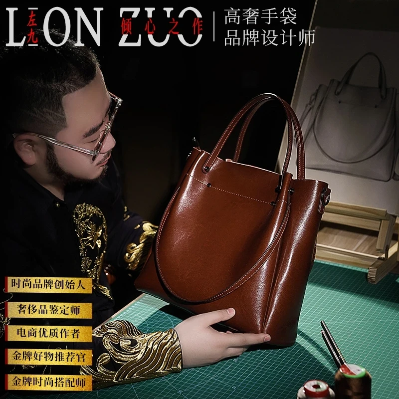 【久等了，即刻享受您的高贵】牛皮女包大气复古真皮大包