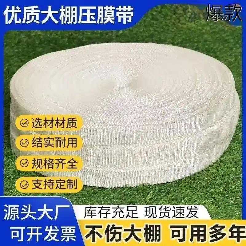 大棚压膜带压膜绳拉枝绳加厚专用白色涤纶扁带抗老化防晒耐磨耐用