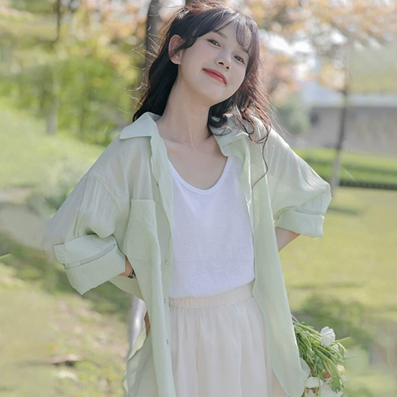 防晒开衫女薄款早秋季2025新款夏设计感小众披肩外搭绿色上衣外套