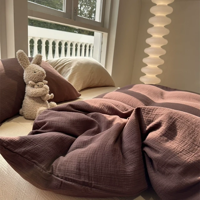 超柔软皱皱双层纱色棉四件套 1.5m1.8母婴级公寓被套床单裸睡