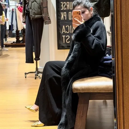 （直播间扣号拍）新款立领收腰显瘦女士长款毛呢大衣