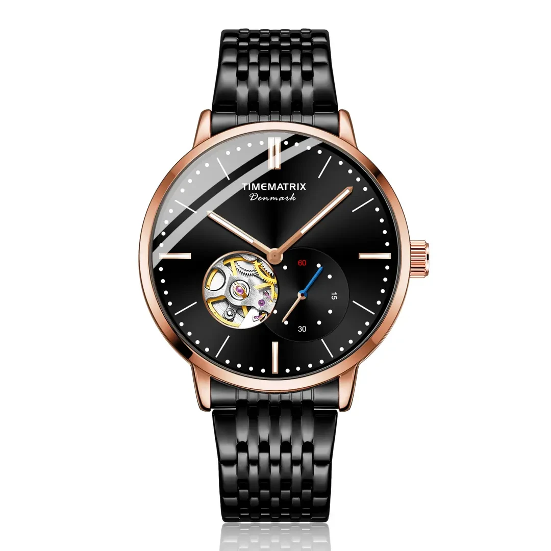 TIMEMATRIX新款商务背透机械男士腕表-8008A玫黑-LQD