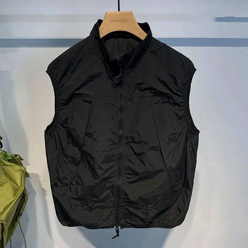 日系vintage轻奢马甲男夏季vibe风高街潮牌无袖坎肩痞帅工装马夹