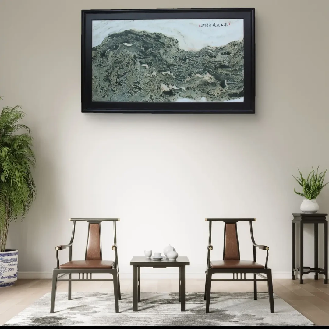 山水画客厅办公室收藏挂画玄关书房酒店装饰画靠山石来运转