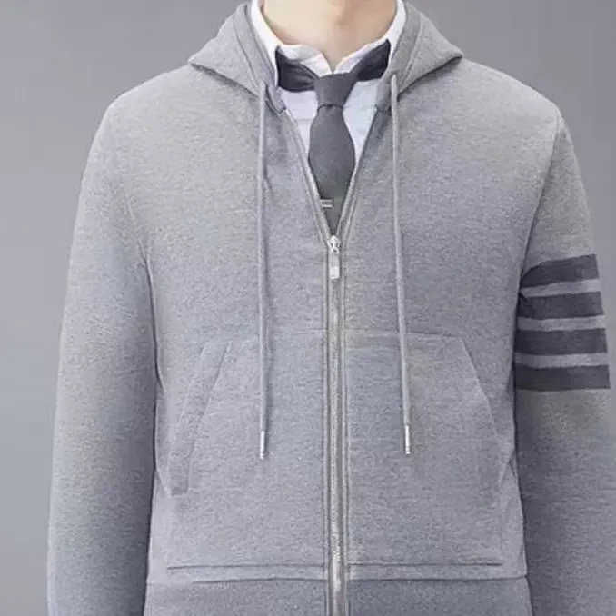 经典休闲针织连帽拉链男士中灰连帽开衫卫衣秋冬B0578