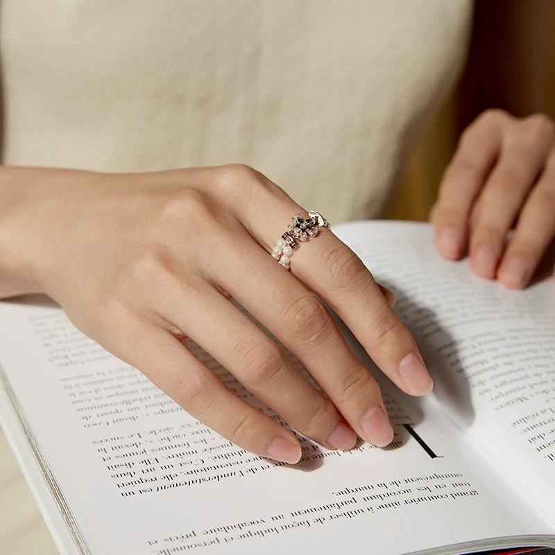 Riot/艾特里里繁花谧境系列戒指浪漫锆石串珠花朵戒指