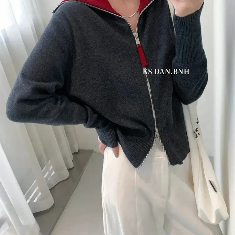 (刘敏服装)139针织开衫毛针织衫百搭秋季显瘦翻领韩版