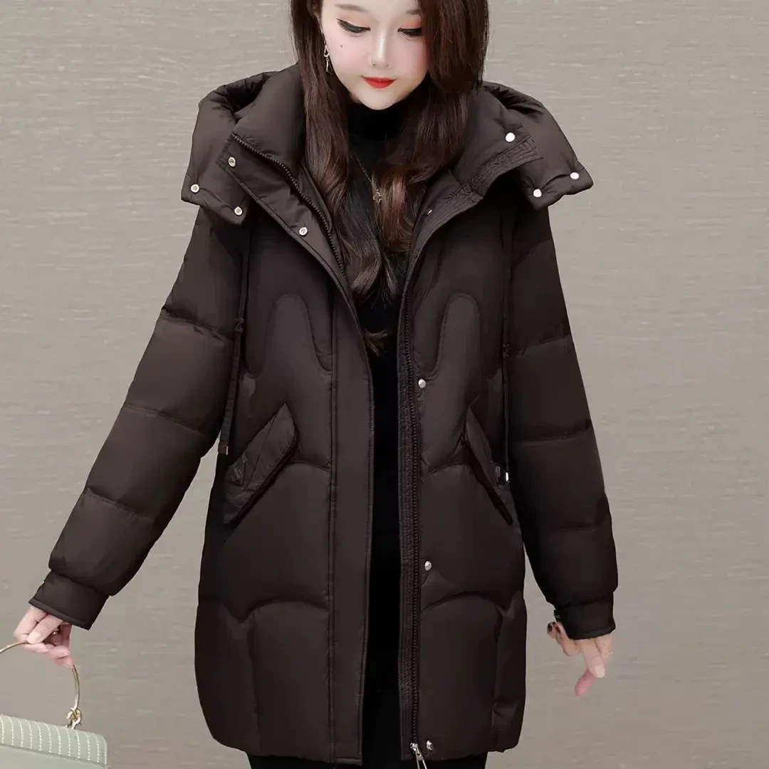 (祥盛)82款中老年妈妈冬季保暖时尚中长款活帽加厚羽绒服