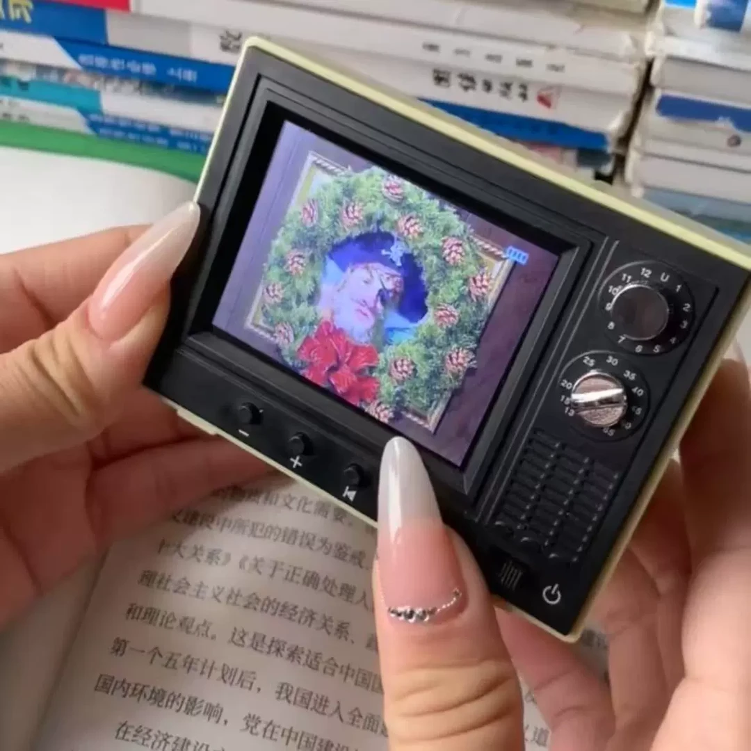 迷你电视机可看可播放儿童过家家模型玩具老式天线电视机创意礼物
