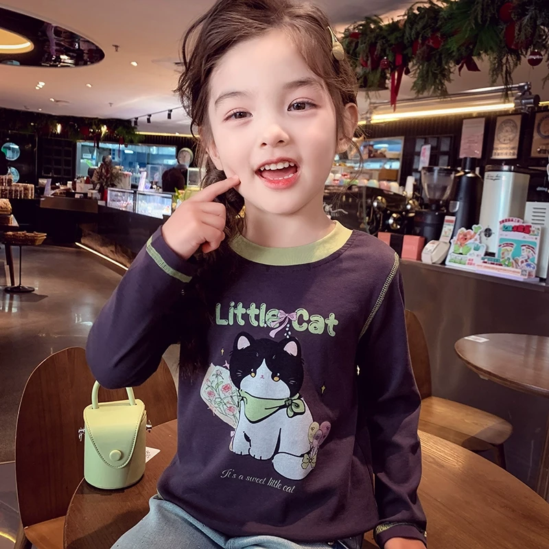 【年中浮力】米米哈罗女童长袖T恤卡通印花上衣百搭打底衫C25034