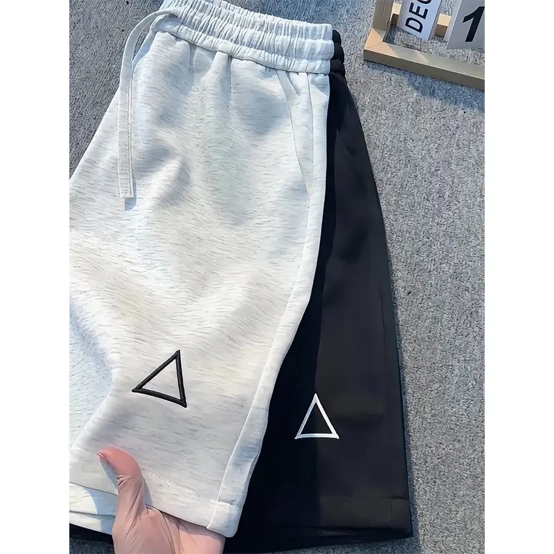 cleanfit花灰色刺绣运动短裤男款夏季美式复古潮牌休闲五六分卫裤