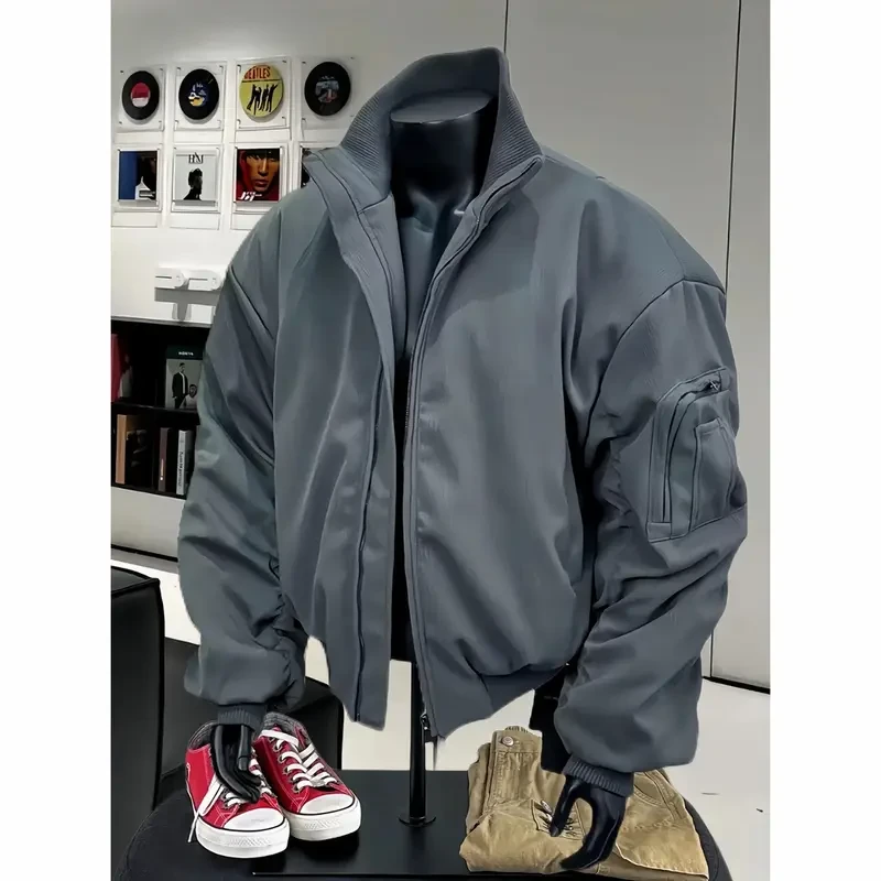 美式ma1短款飞行员夹克棉服男秋冬夹棉加厚cleanfit美式工装外套