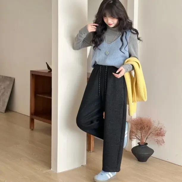 秋冬加绒加厚宽松奶奶裤