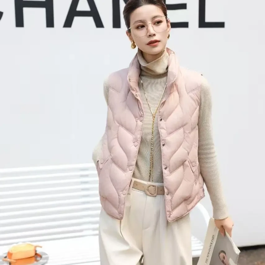 9801韩版新款秋冬立领纯色常规款女款简约马夹冬季短款